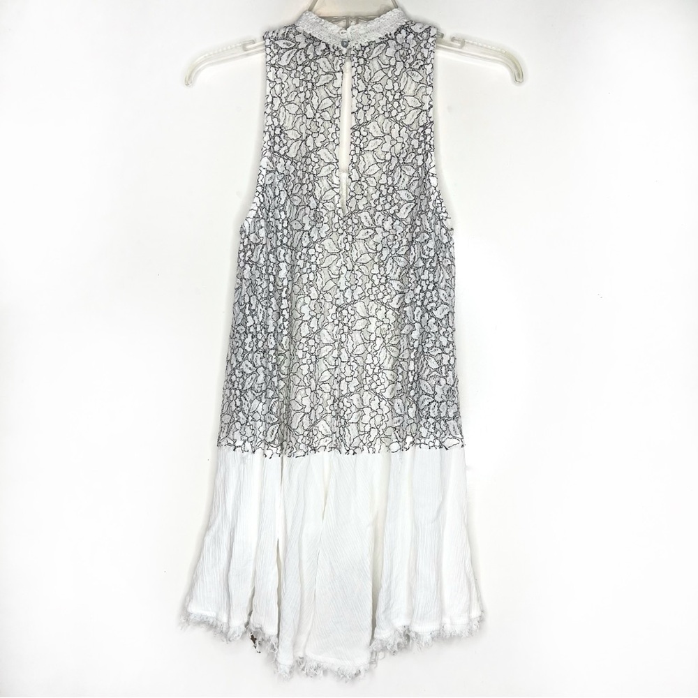 Free People Cross My Heart Lace Tunic Top White Boho Mock Neck XS - Picture 6 of 8